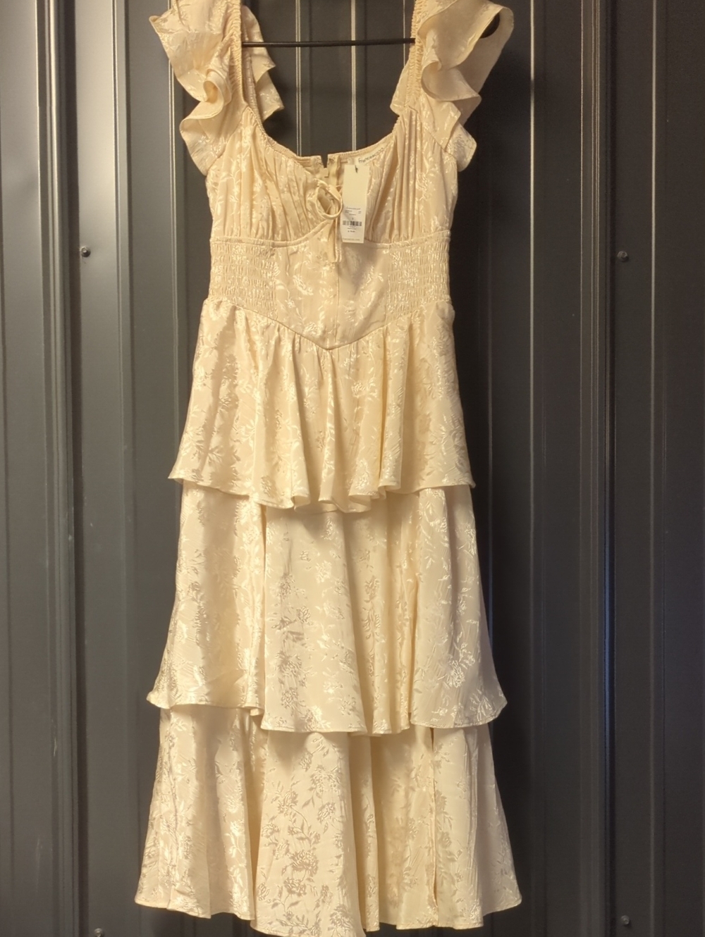 Cream Tiered Ruffle Dress